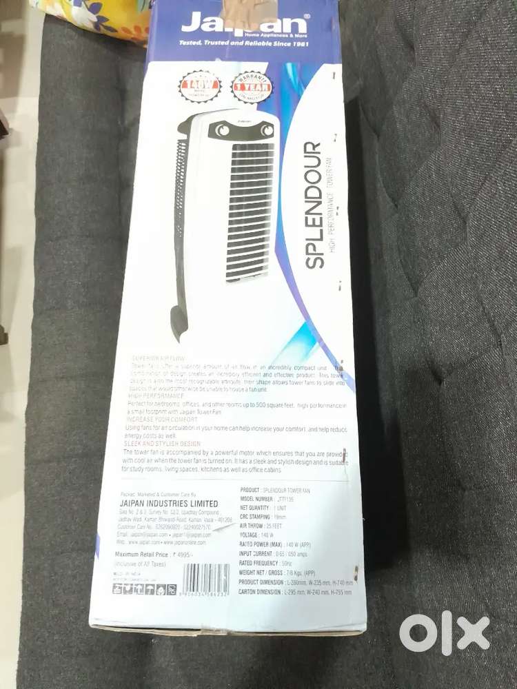 Brand New Jaipan Spendour Tower Fan