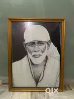 Sai baba big large photo with golden border real rudrakh