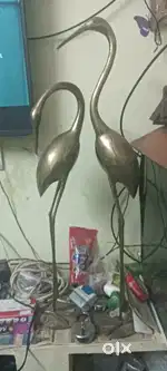 Antiques - Pure Brass Cranes Pair for SALE