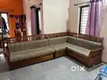 7 seater wooden corner sofa
