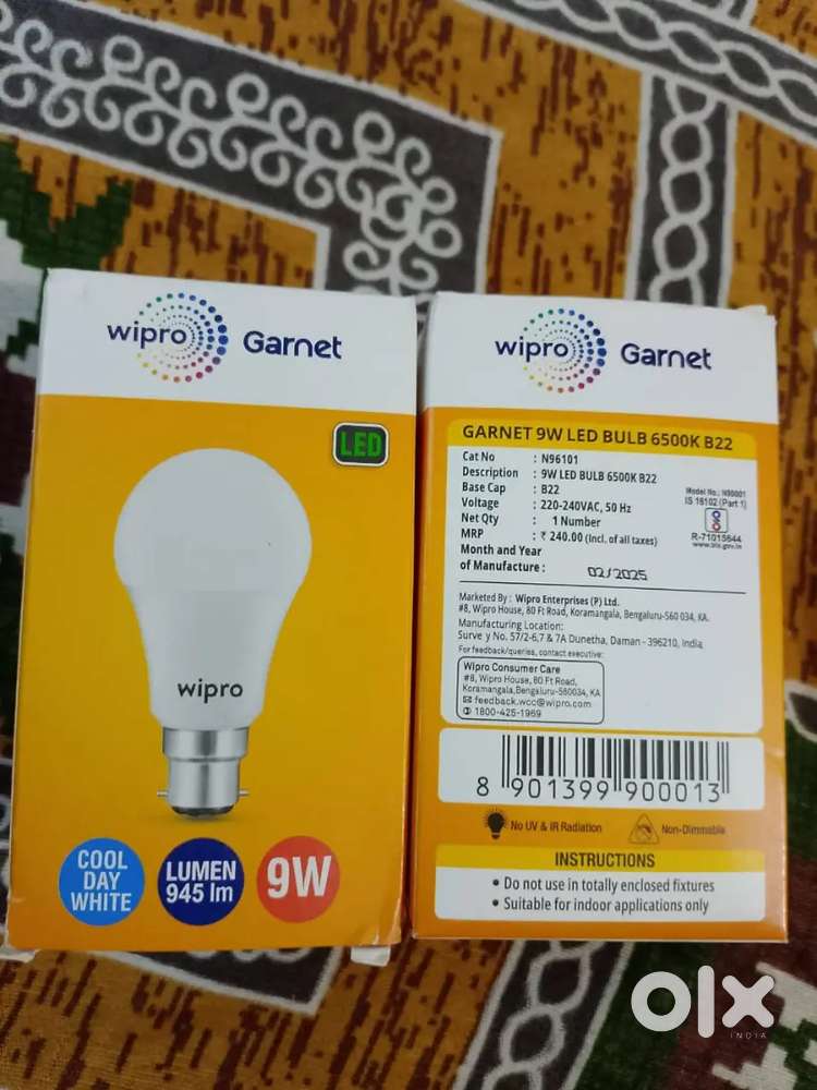 Wipro &nippo led 9 watt new bulb