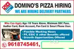 wanted Dominos pizza delivery persons