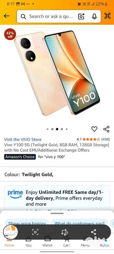 Vivo y100 fresh mobile new condition