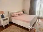 Ikea Idanas king size bed with storage and side table