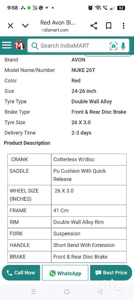 Avon Nuke 26T Cycle