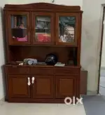 Solid Wood Display Cabinet with Glass Doors – Excellent Condition