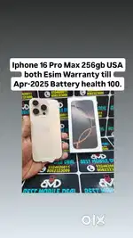 Iphone 16 Pro Max 256gb Desert Both Esim Warnty Apr-25*Exchange Welcom