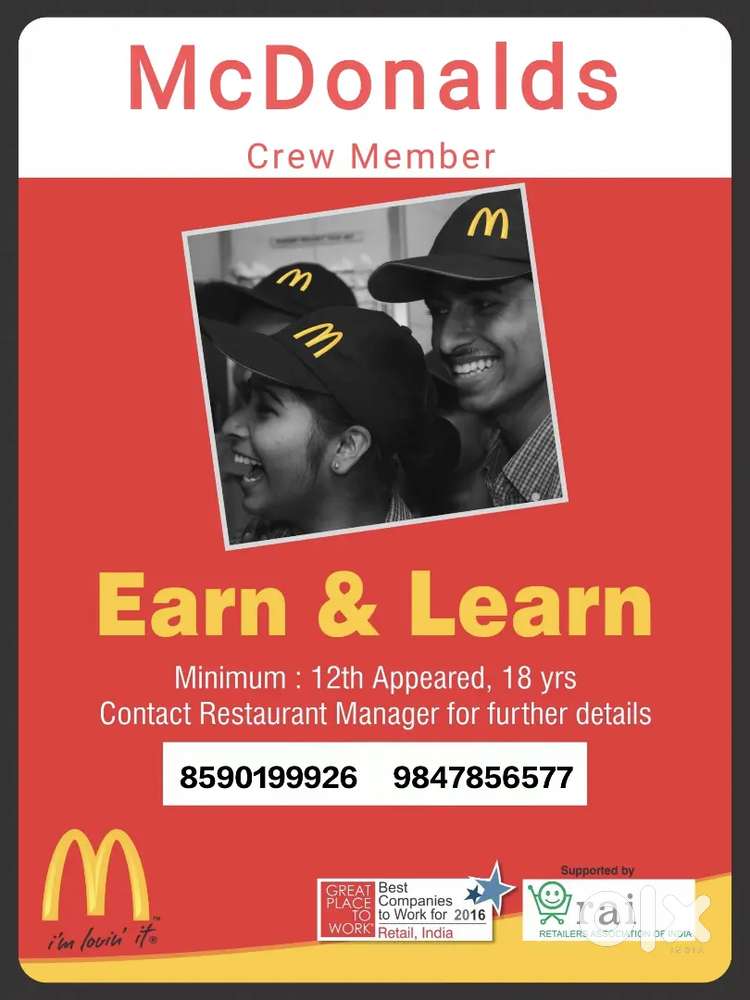 Team member in McDonalds