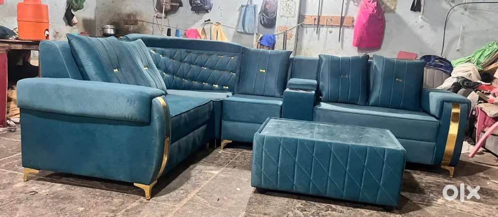 L TYPE CUP HOLDER SOFA SET IN LOSE PILLOW AVAILABLE AT ZAMZAM FURNITUR