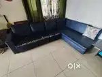 Blue color 5  seater L shape sofa for sale.