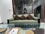 5 seater Wooden Sofa Set with Glass Center Table – Excellent Condition