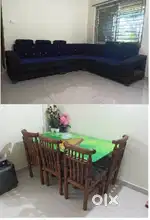 [Negotiable]L-shape Sofa, center Table, Dining Table and Bed