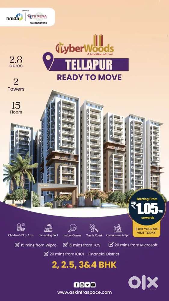 READY TO MOVE FLATS IN TELLAPUR