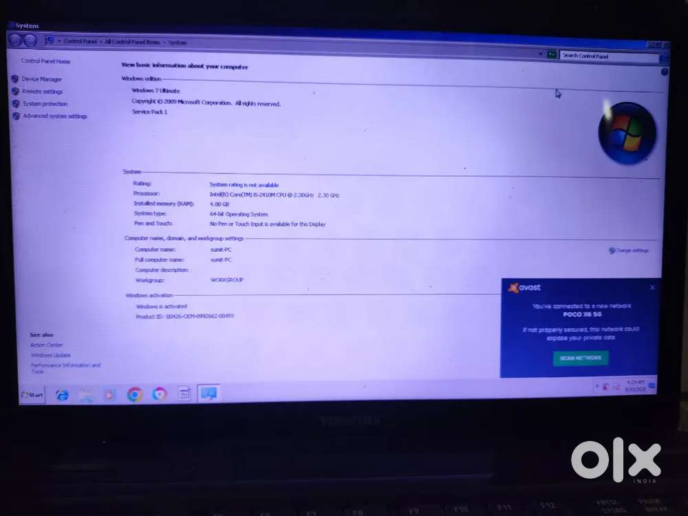 Toshiba i5 2nd generation laptop best condition