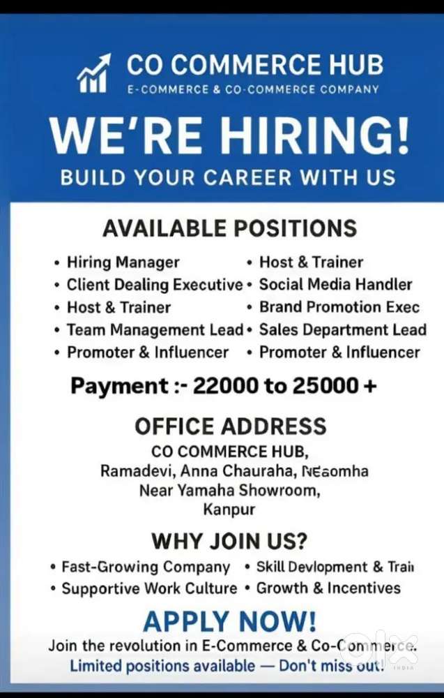 Office Assistant – Retail Support Work (Kanpur)