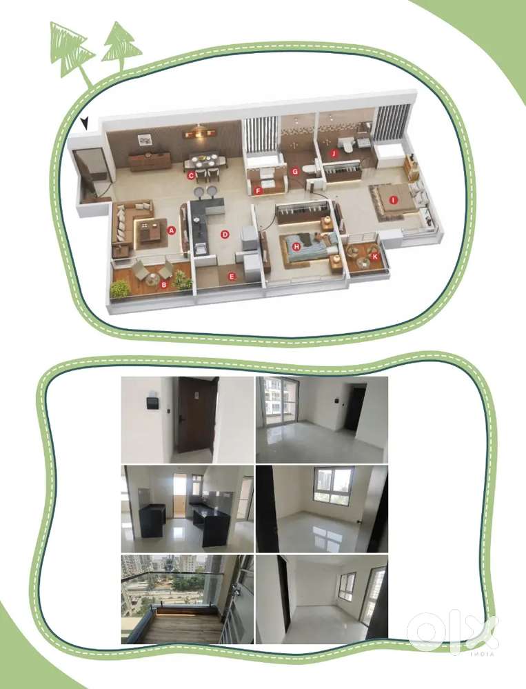 Brand New 2BHK with 3 balconies fully furnished kitchen, amenties