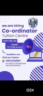 Tuition Co Ordinator (office work)