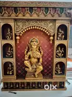 Golden Wooden Handcrafted Auspicious Ganpati Wall Hanging