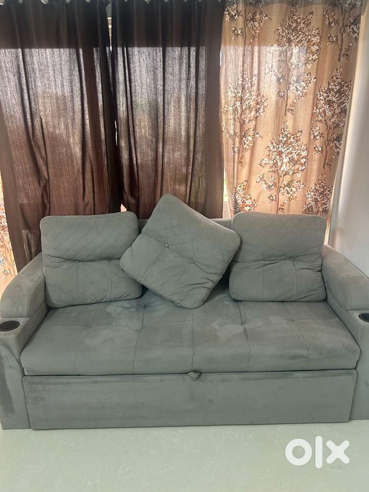 Grey sofa cum bed, Easy to Install and Assemble