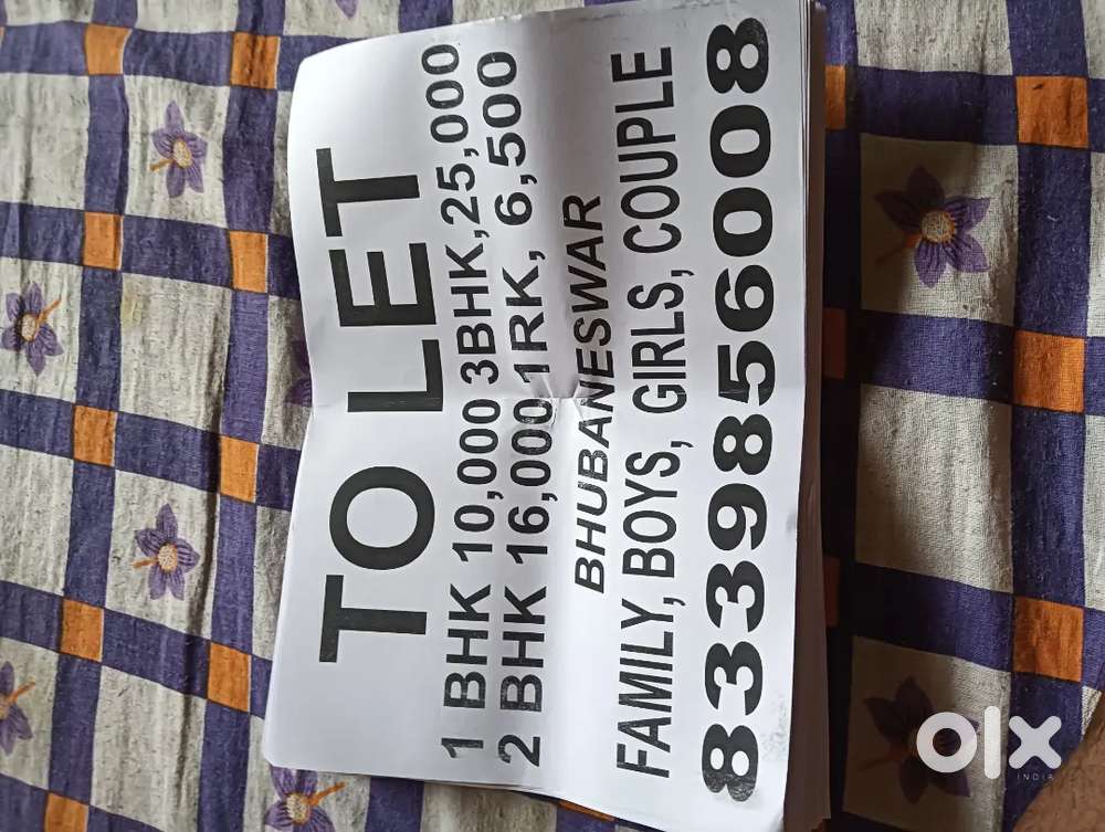 1RK-7500/1BHK-11000/2BHK-15000/3BHK-25000/ANY LOCATION IN BBSR