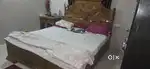 Super king size teakwood bed with big size side table