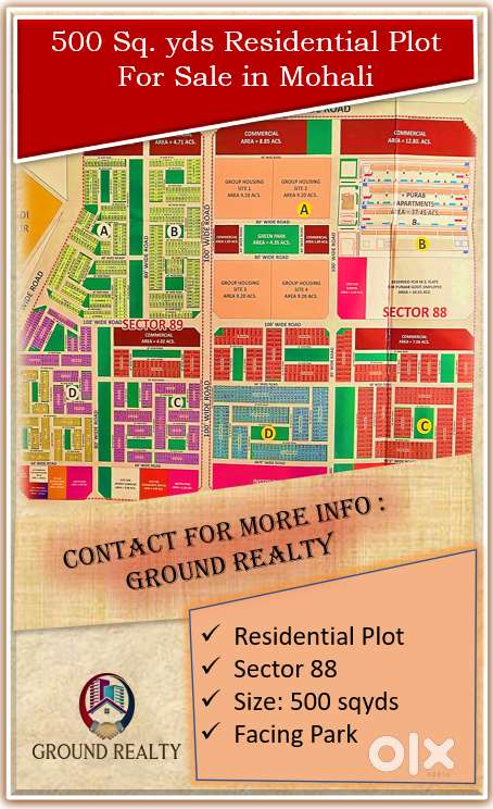 500 sqyds Plot for Sale in Sector 88, Mohali