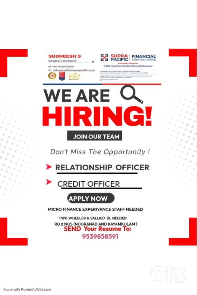 Relationship officer at SUPRA PACIFIC . Micro finance job