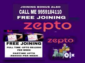 ZEPTO DELIVERY PARTNER FREE JOINING IN HYD JOINING BONUS 10000 RS ALSO