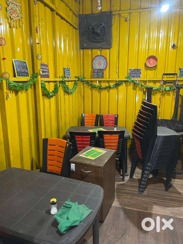 Kitchen crockery n 2 counter and whloe restaurant items with chair n t