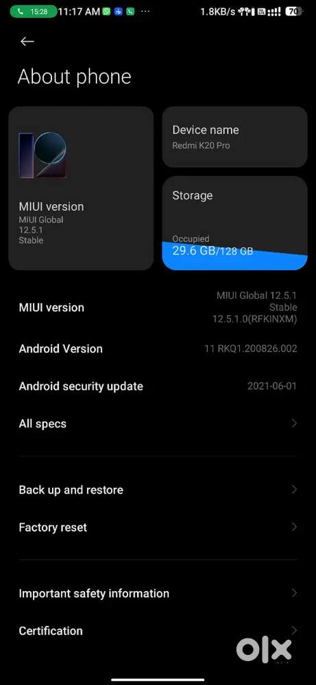 K20 pro. 6/128. Display change