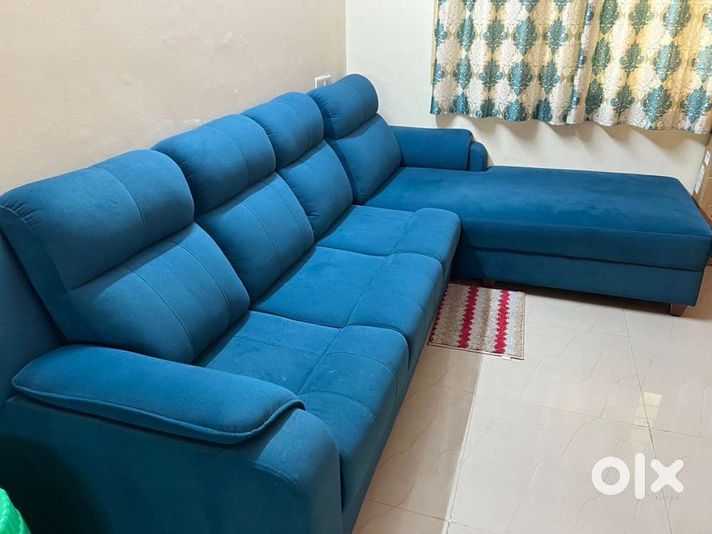 Blue L Shape Sofa 3+lounger