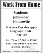 (Only 18+ Age) Student and Housewives and Job person