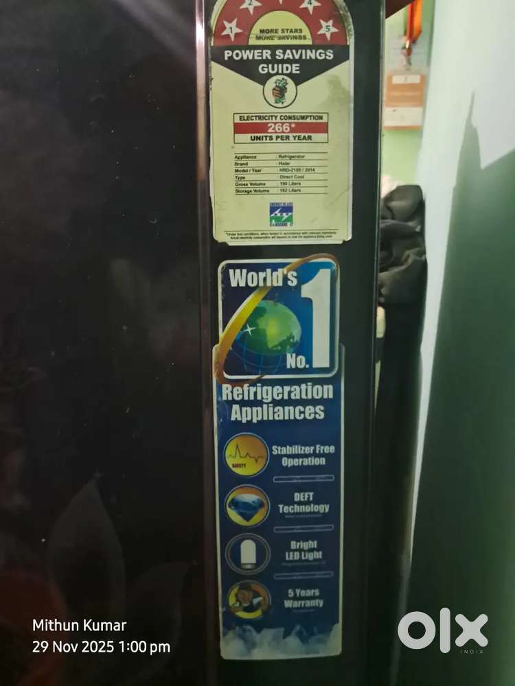 Haier Single Door Fridge 190L