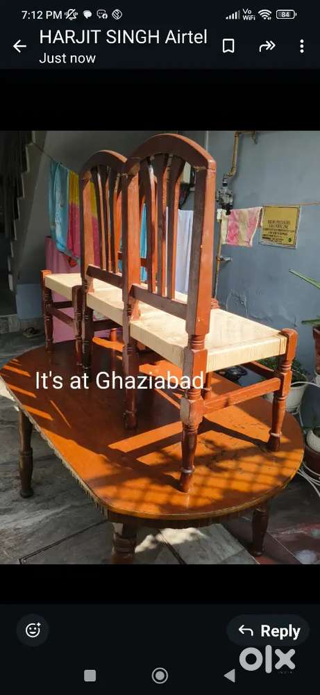 Dining table with six chairs