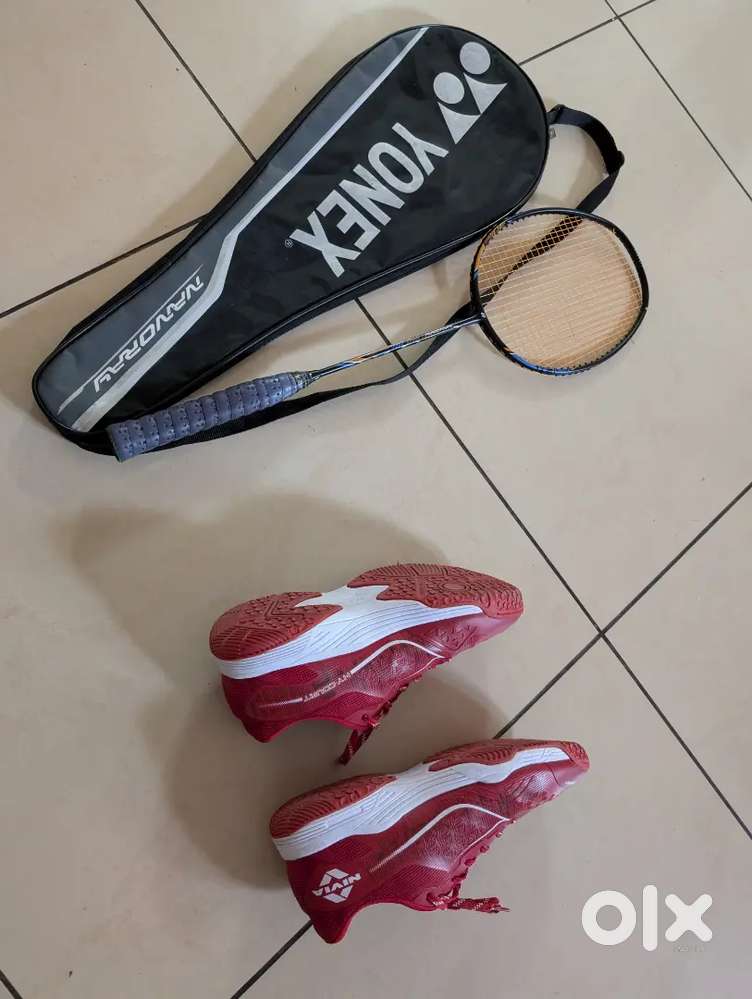 Yonex badminton racket and nivea badminton shoes for sale