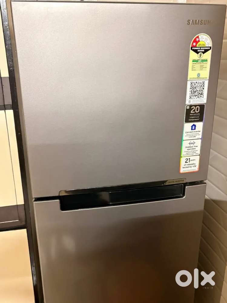 A silver colour fridge