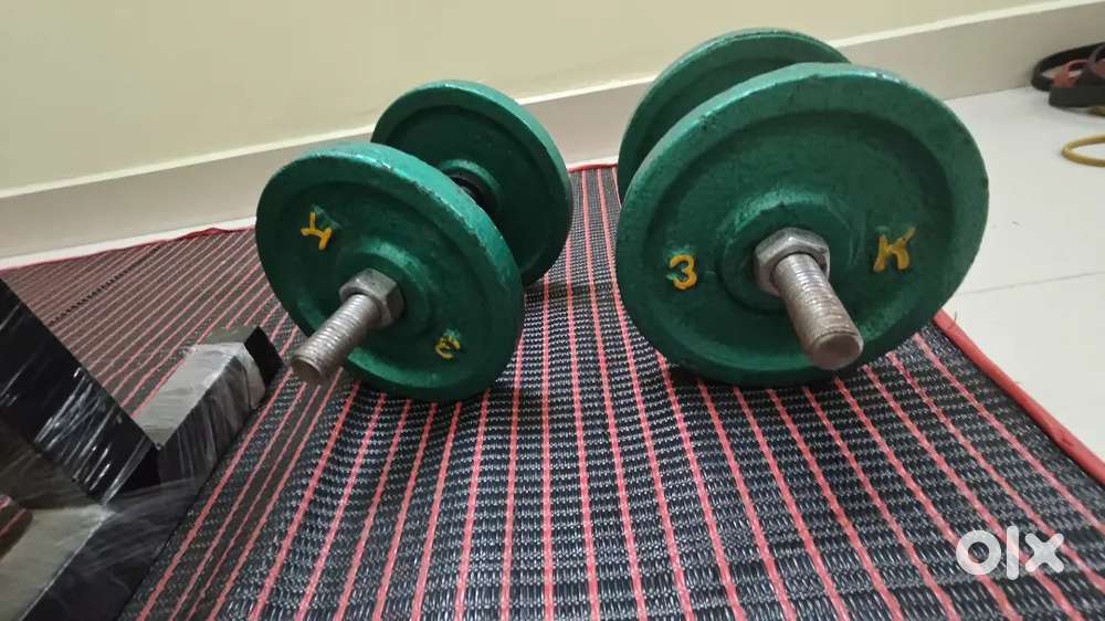 Dumbbells (3+3) x 2 and a flat bench