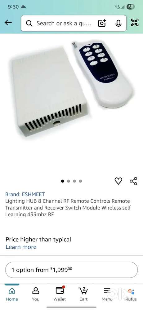 Lighting HUB 8 Channel RF Remote Controls Remote Transmitter Receiver