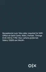 Receptionist Cum Telecaller