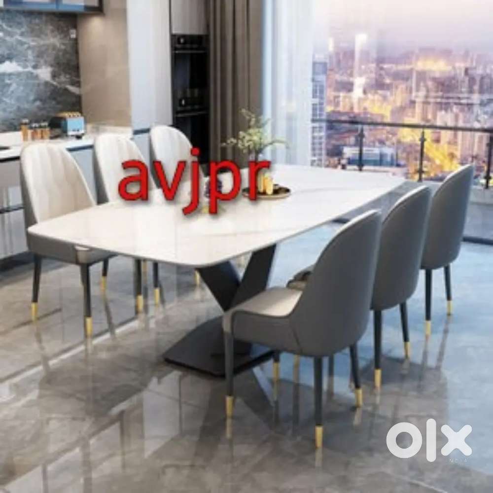 New branded stylish six seater table with marble top and 6 chair