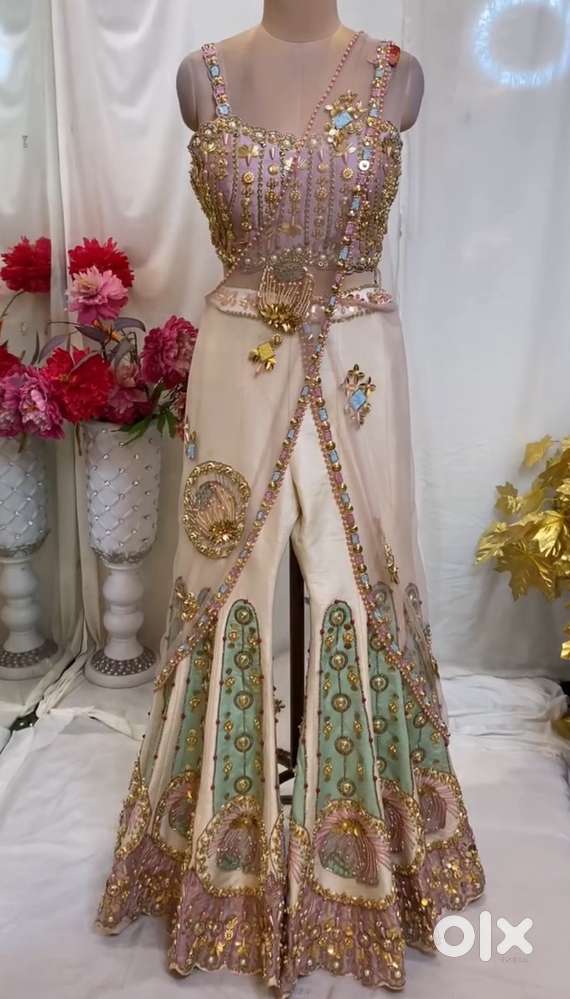 Embellished drape saree pant set