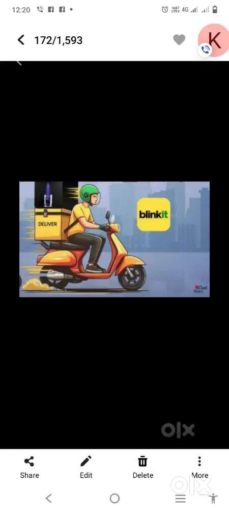 Hiring for noida blinkit delivery boy job