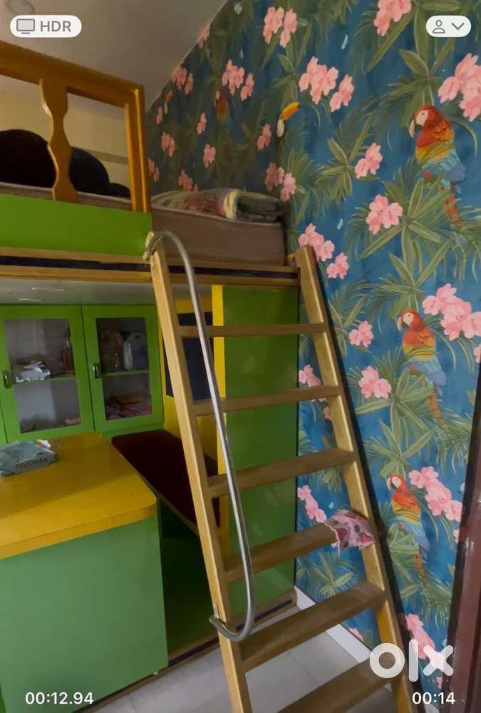 Children bed with study table