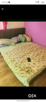 IKEA upholstered queen size bed grey color with coir and foam mattress