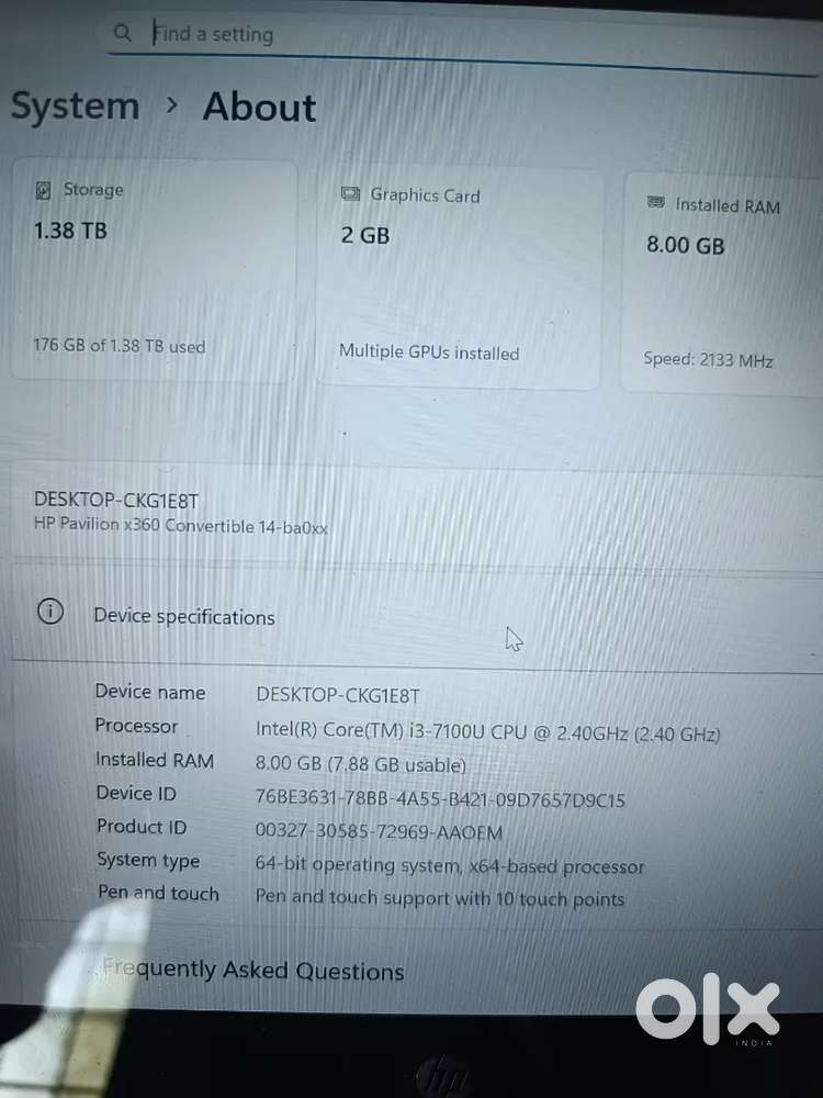 HP laptop with touch screen