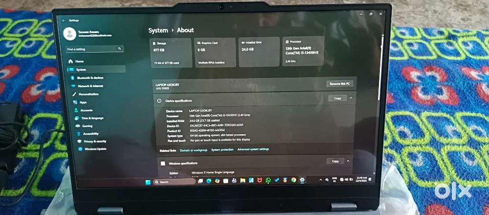 Lenevo LOQ, I5/13th Gen 24 512 RTX 3050 6GB Window 11/15'6 Inch Laptop