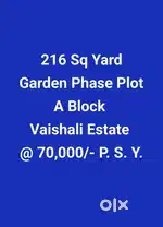216 Sq Yard Garden PhaseJDA Loanable Plot Vaishali Estate,Gandhi PathW