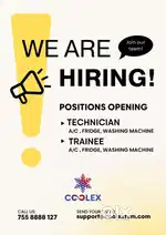 Job Vacancy for A/C Technicians and  Trainees in Tvm