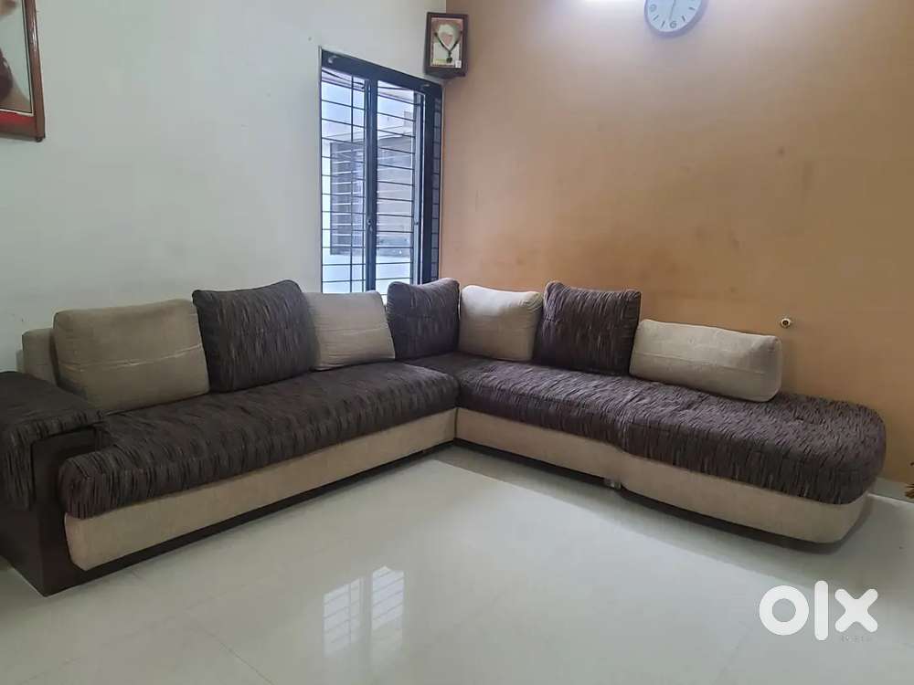 Brown and cream color sofa set