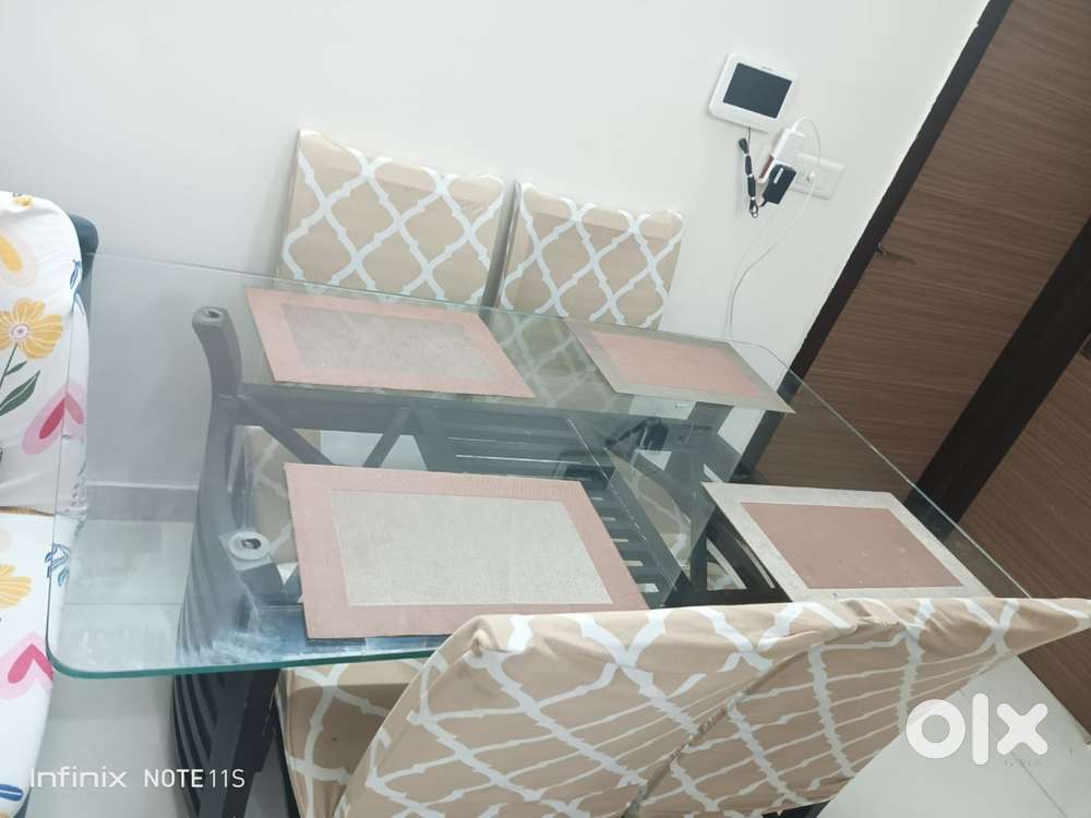 Sofa and Dining Table , Iron bed attached with baby bed